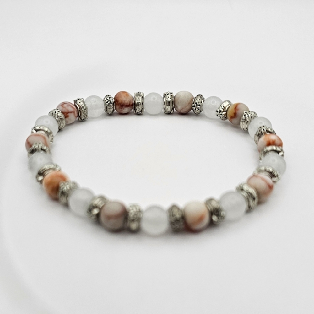 White jade and jasper bracelet